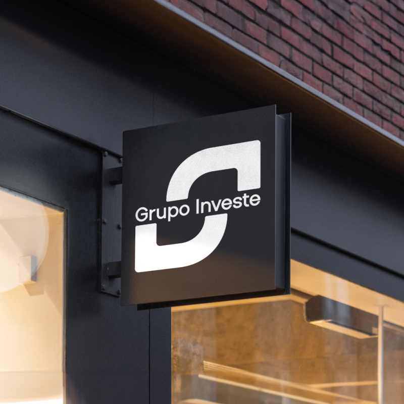 Blendbyte: Grupo Investe Mockup do Letreiro